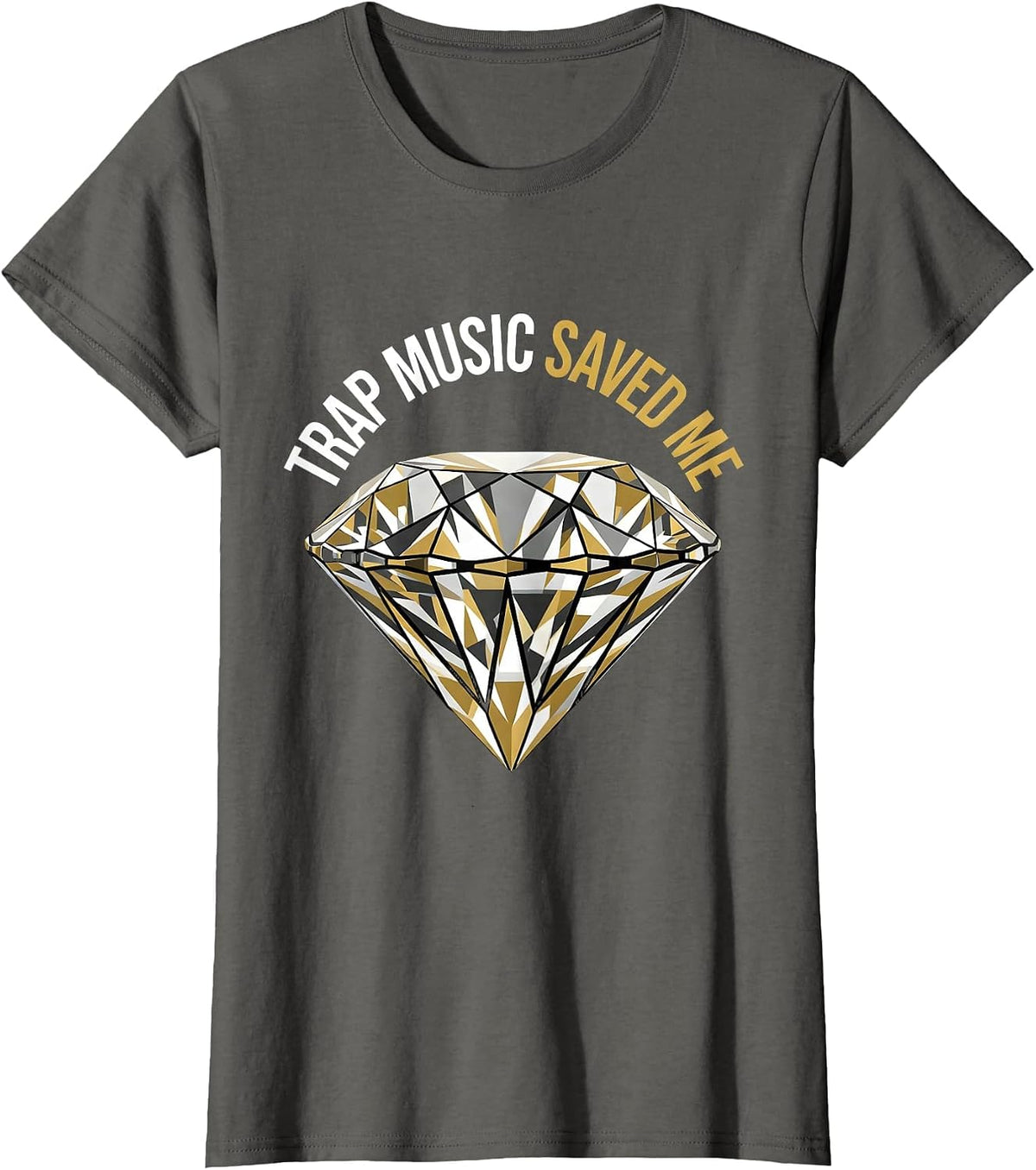 Women's Trap Music Saved Me Hip Hop Graphic Design T-Shirt - Asphalt Grey