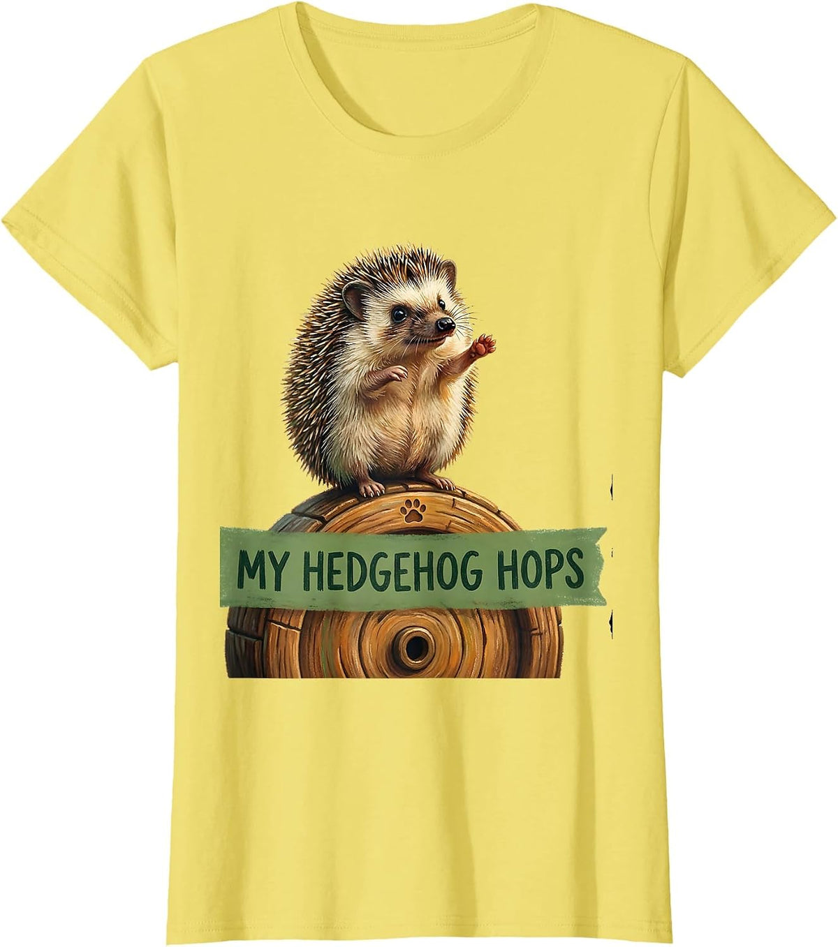 Women's My Hedgehog Hops Storybook Cute Hedgehog Lover Gift T-Shirt - Lemon Yellow