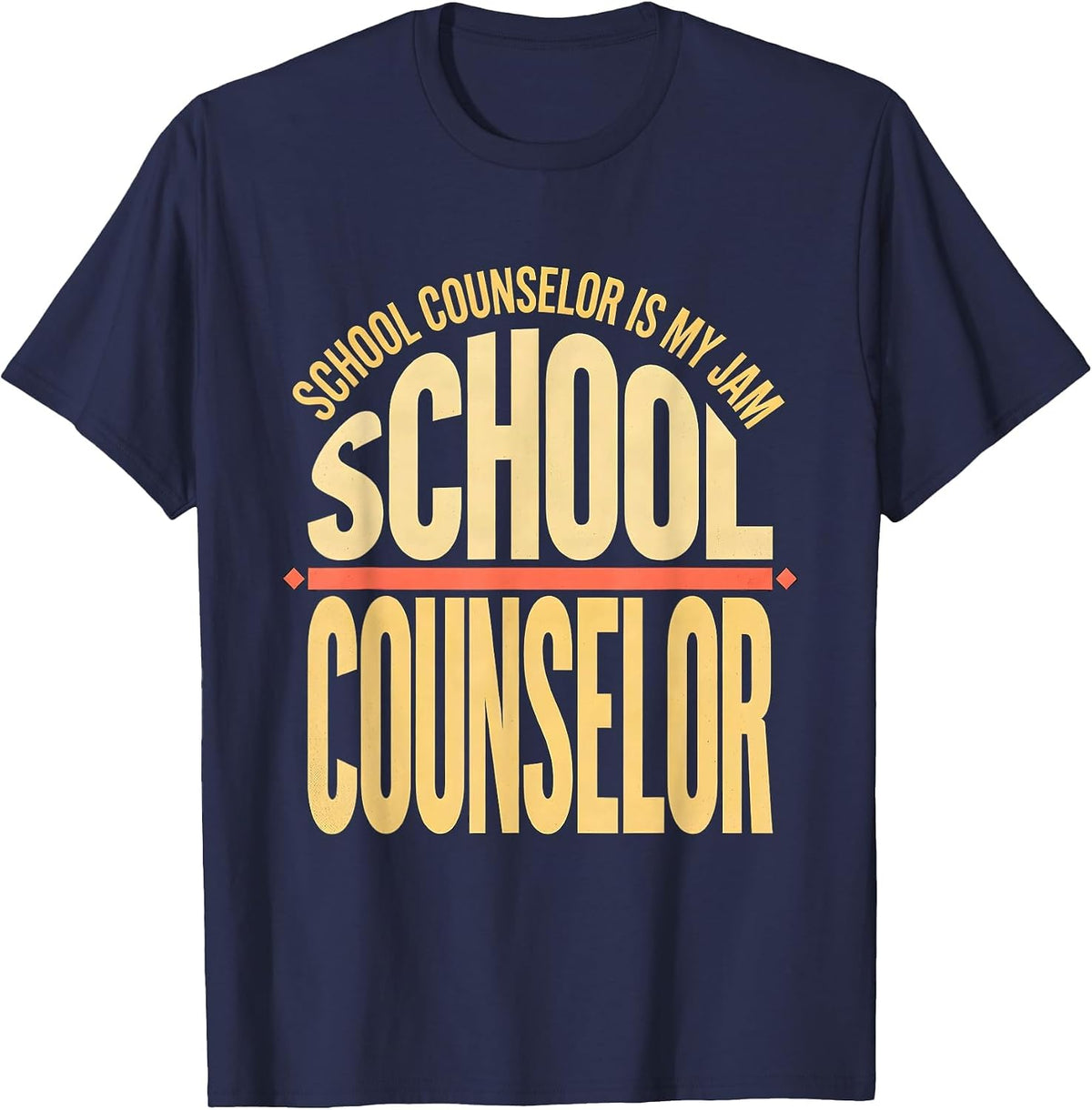 Men's School Counselor Is My Jam Groovy Retro Workplace Pride T-Shirt - Navy Blue