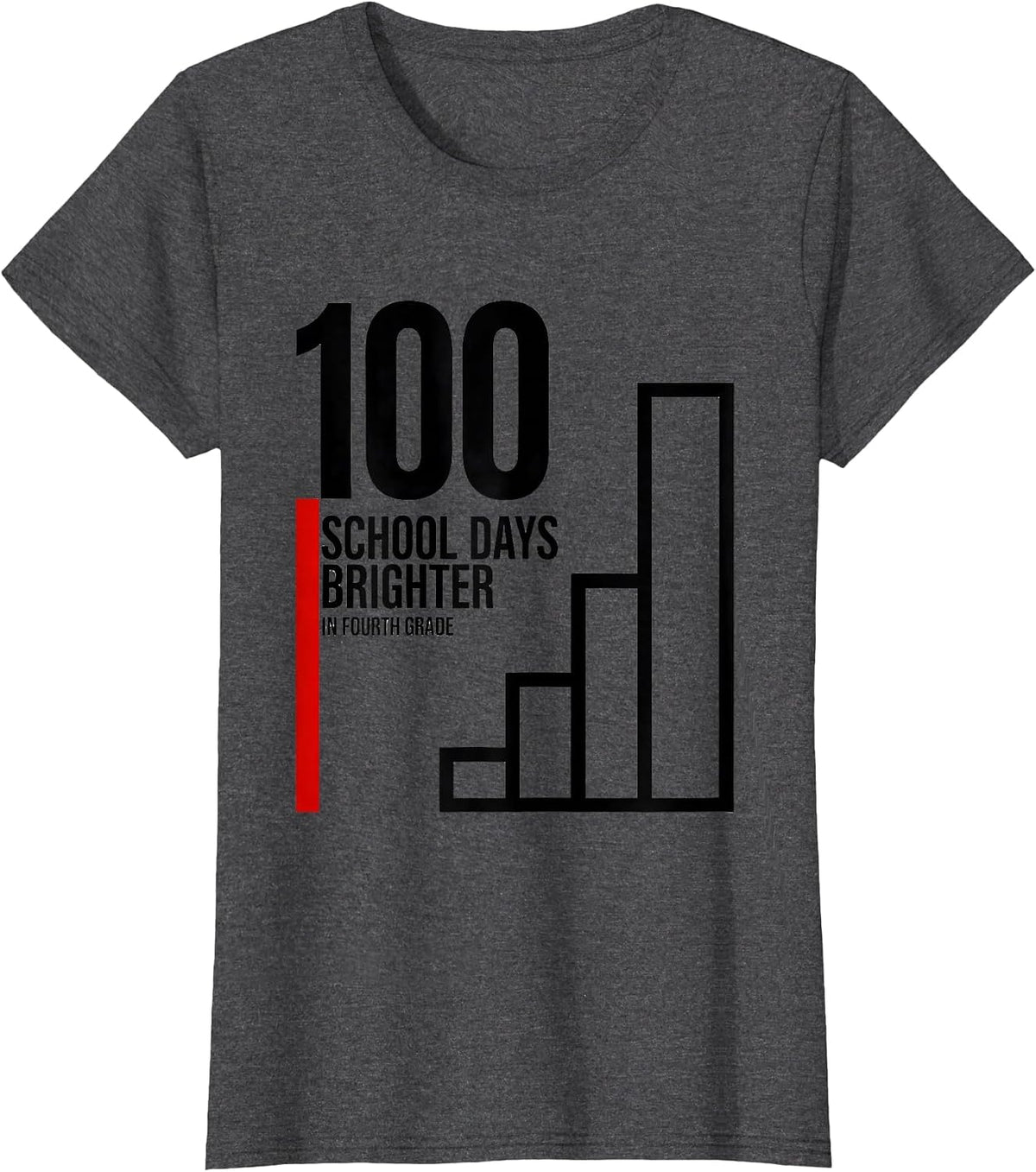 Women's 100 School Days Brighter In Fourth Grade Retro T-Shirt - Dark Heather Grey