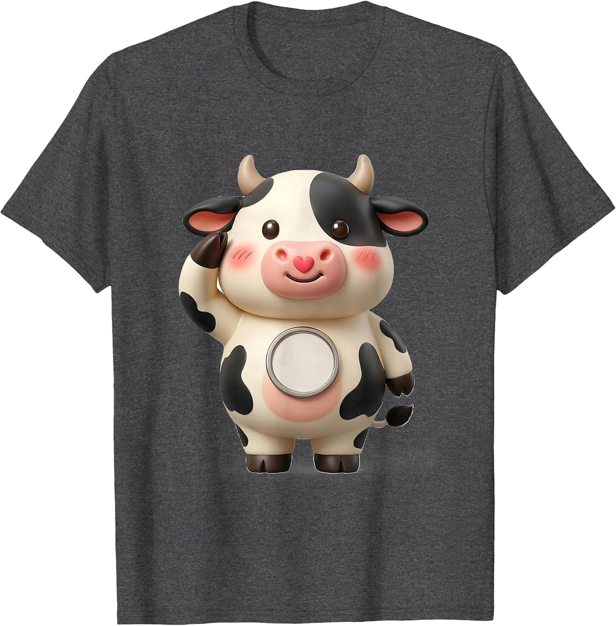 Men's Kawaii Cow Farmer Humor Cute Novelty Gift T-Shirt - Dark Heather Grey