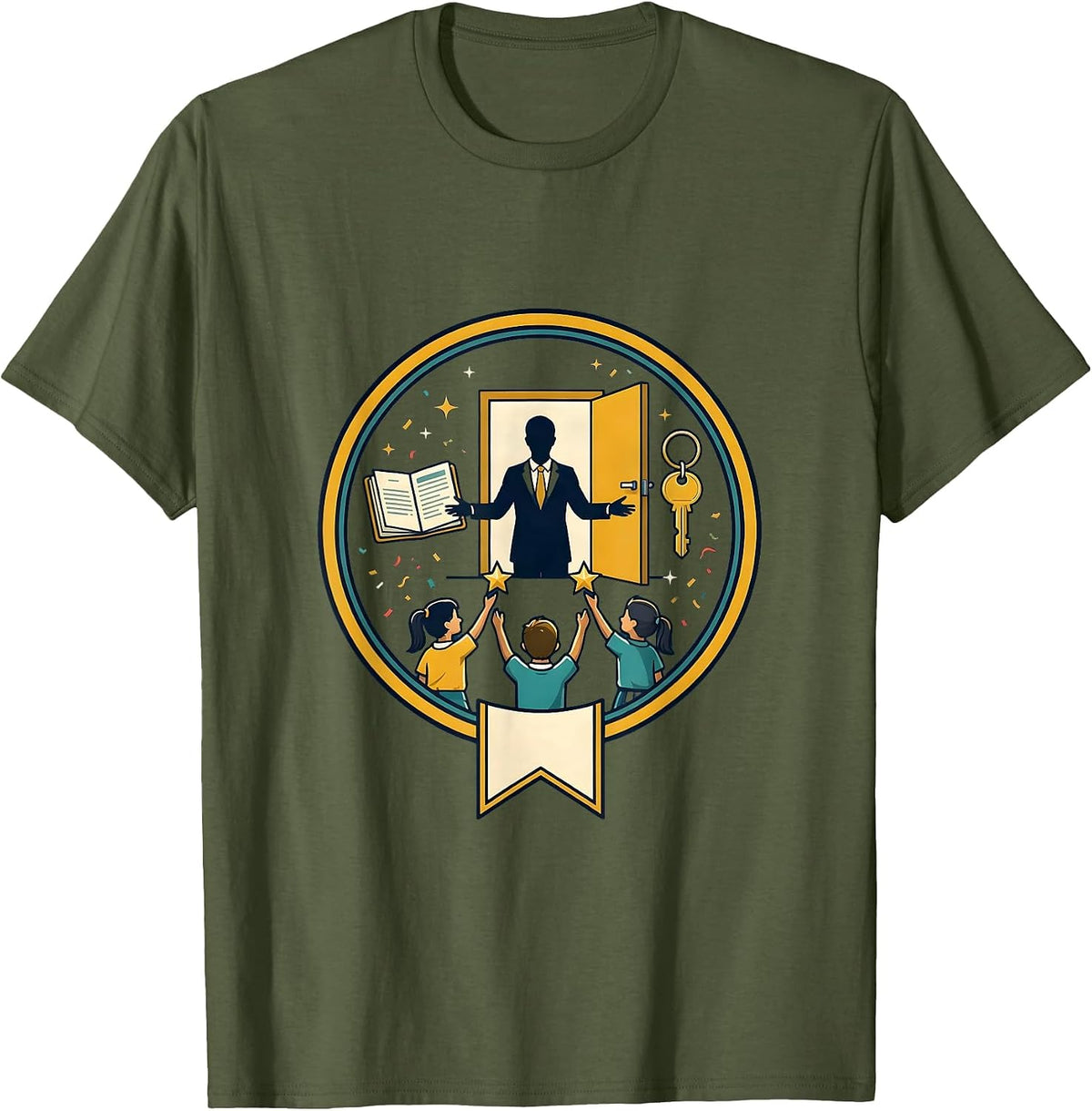 Men's Principal Appreciation Badge School Staff Gift T-Shirt - Olive Green