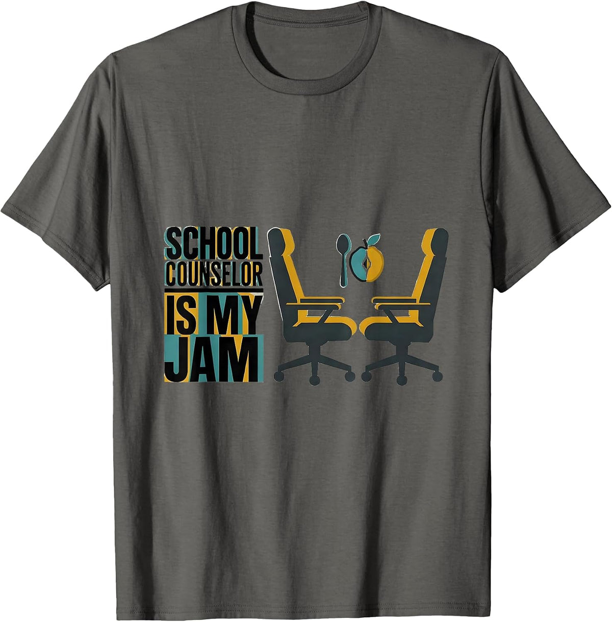 School Counselor Is My Jam Midcentury Modern Counseling T-Shirt - Asphalt Grey