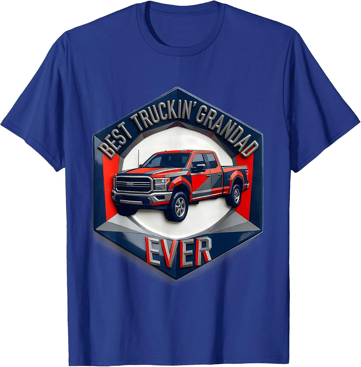 Men's Best Truckin' Grandad Ever Funny Trucker Gift Truck Driver T-Shirt - Royal Blue