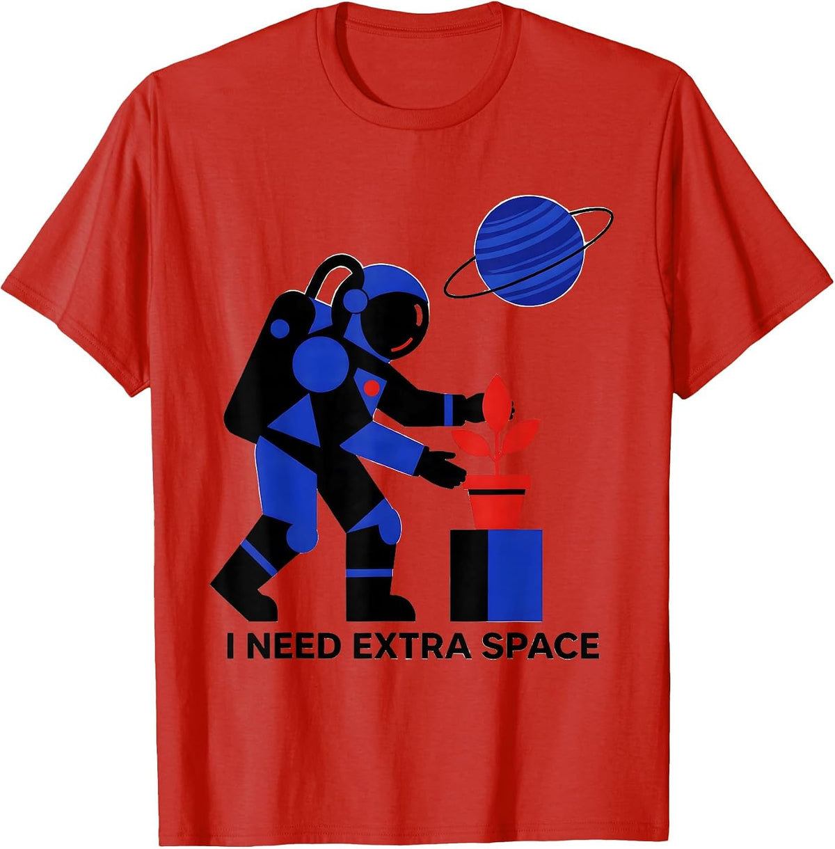 Men's I Need Extra Space Funny Astronaut Space Lover Retro Humor T-Shirt - Red
