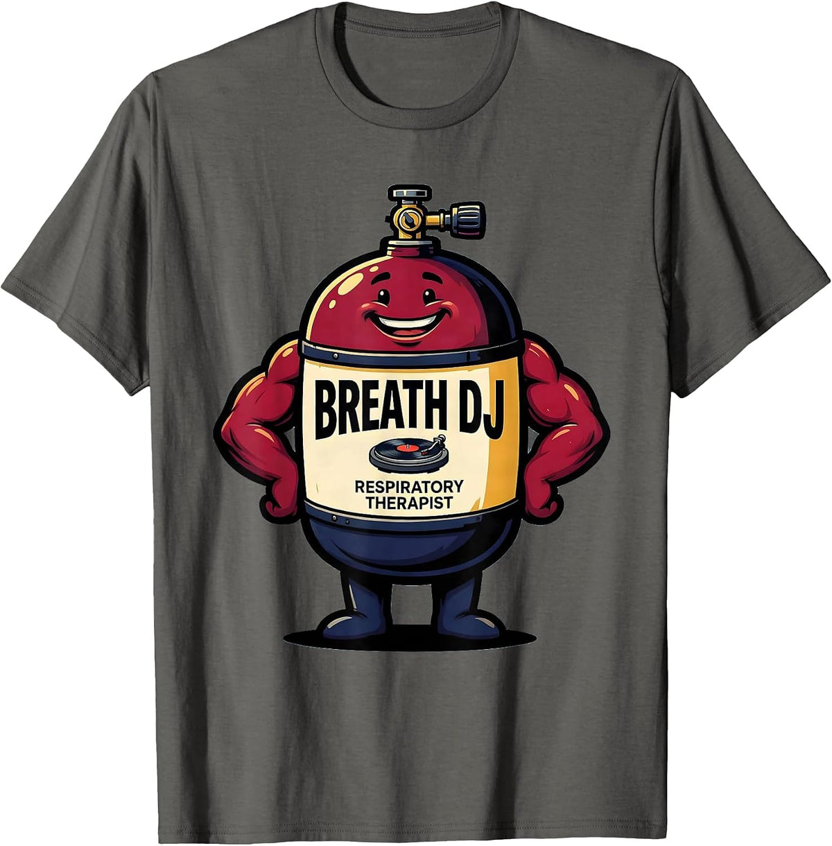 Men's Breath DJ Respiratory Therapist Funny RT Occupational Pride T-Shirt - Asphalt Grey