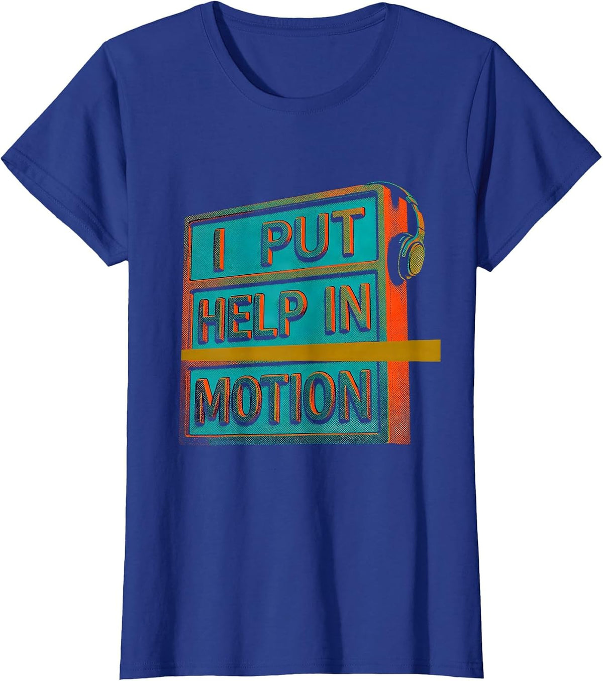 Women's I Put Help In Motion Risograph 911 Dispatcher Thin Gold Line T-Shirt - Royal Blue