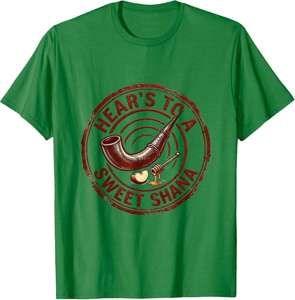 Men's Hear's To A Sweet Shana Funny Rosh Hashanah Apple Honey T-Shirt - Kelly Green
