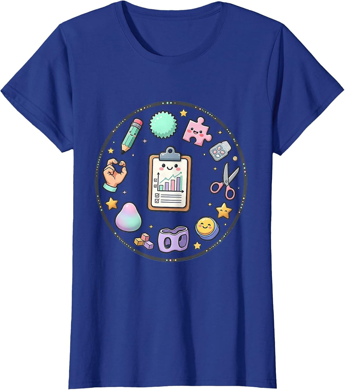 Women's Occupational Therapist Clipboard Checkmark Chart T-Shirt - Royal Blue