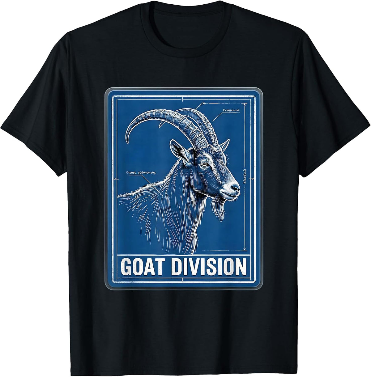 Men's Goat Division Technical Blueprint Minimalist Goat Lover Gift T-Shirt - Black