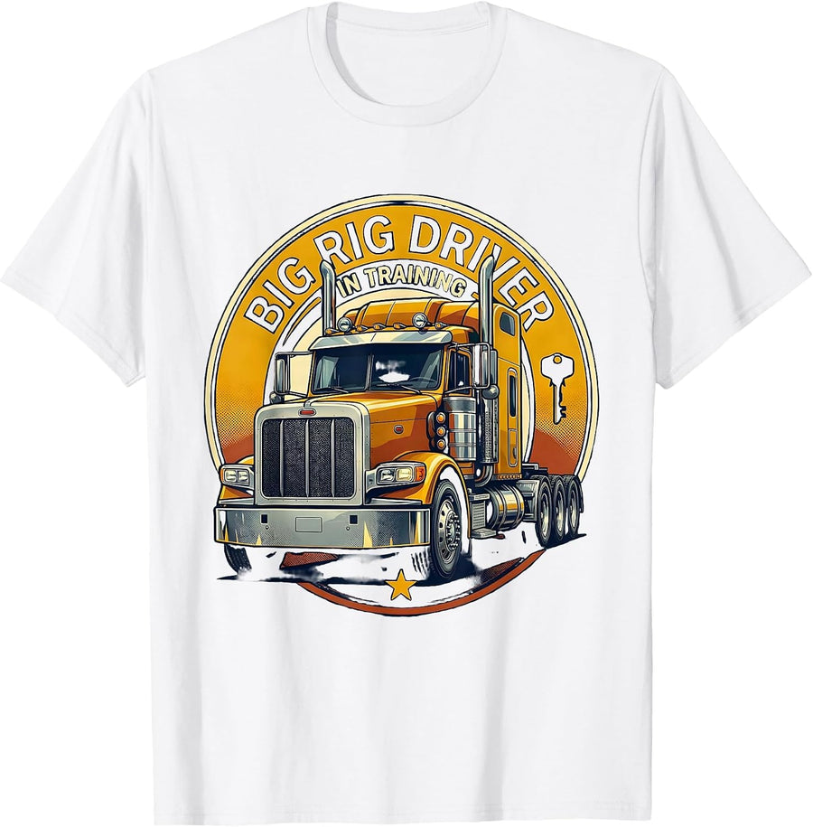Men's Big Rig Driver In Training Funny Truck Lover Toddler Boy T-Shirt - White