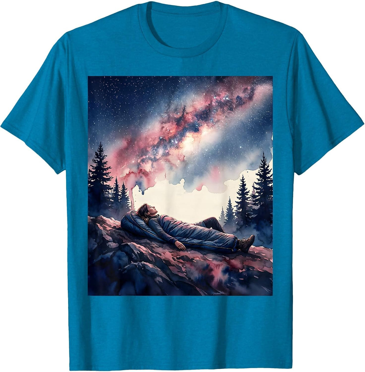 Stargazing Camping Adventure Outdoor Night Sky T-Shirt - Sapphire Blue