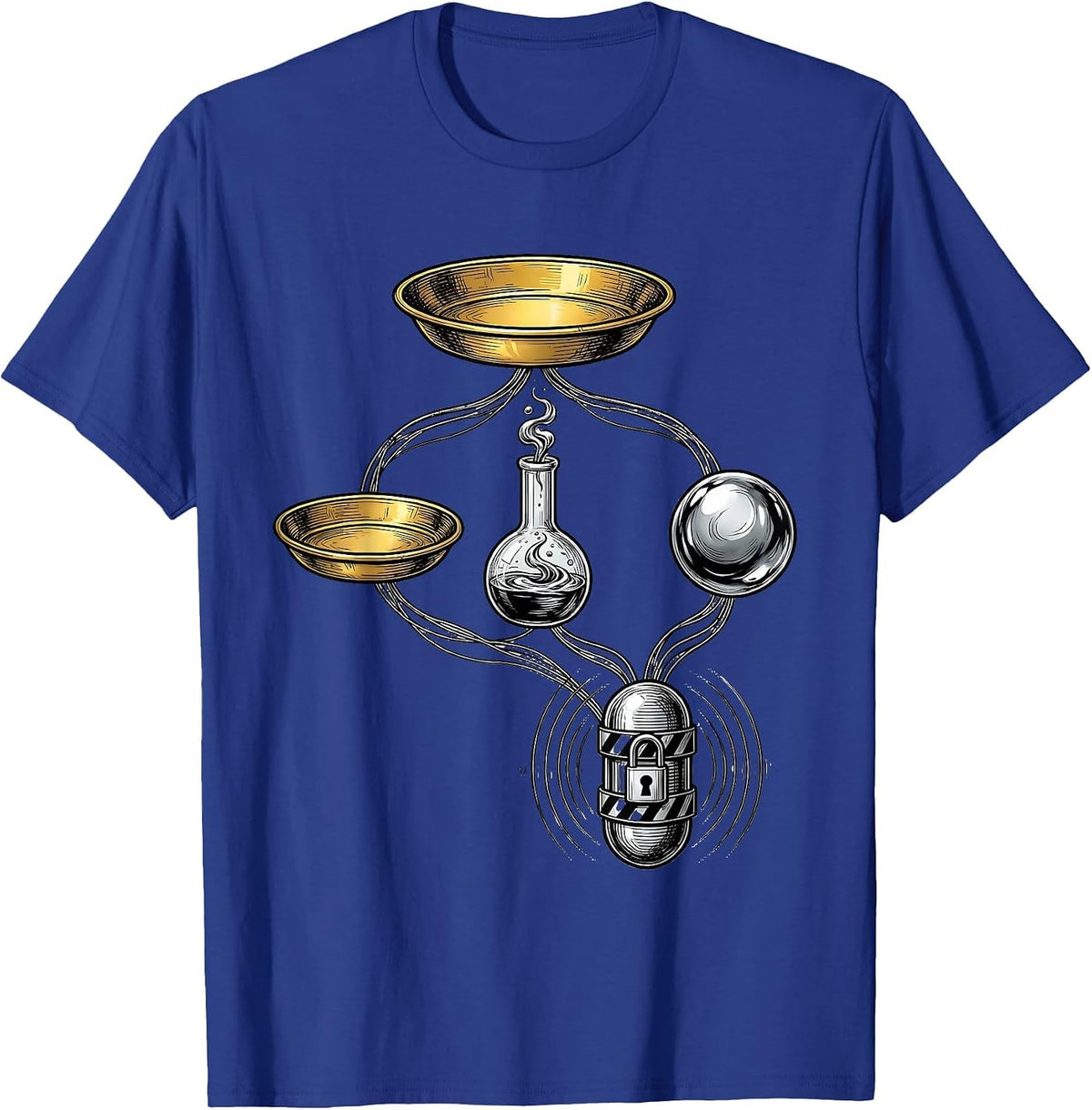 Laboratory Decision Tree Line Art Science Teacher Humor T-Shirt - Royal Blue