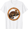 Bengal Cat Draped Over Tree Branch Art T-Shirt - White