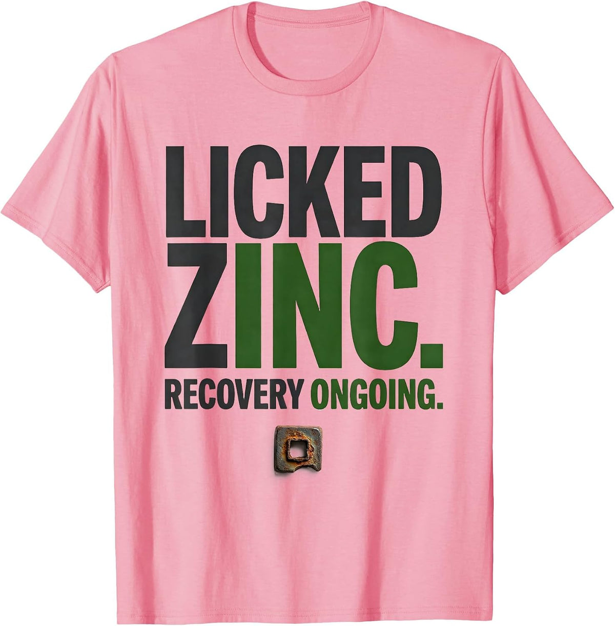 Men's Licked Zinc Recovery Ongoing Funny Periodic Table Chemistry T-Shirt - Pink