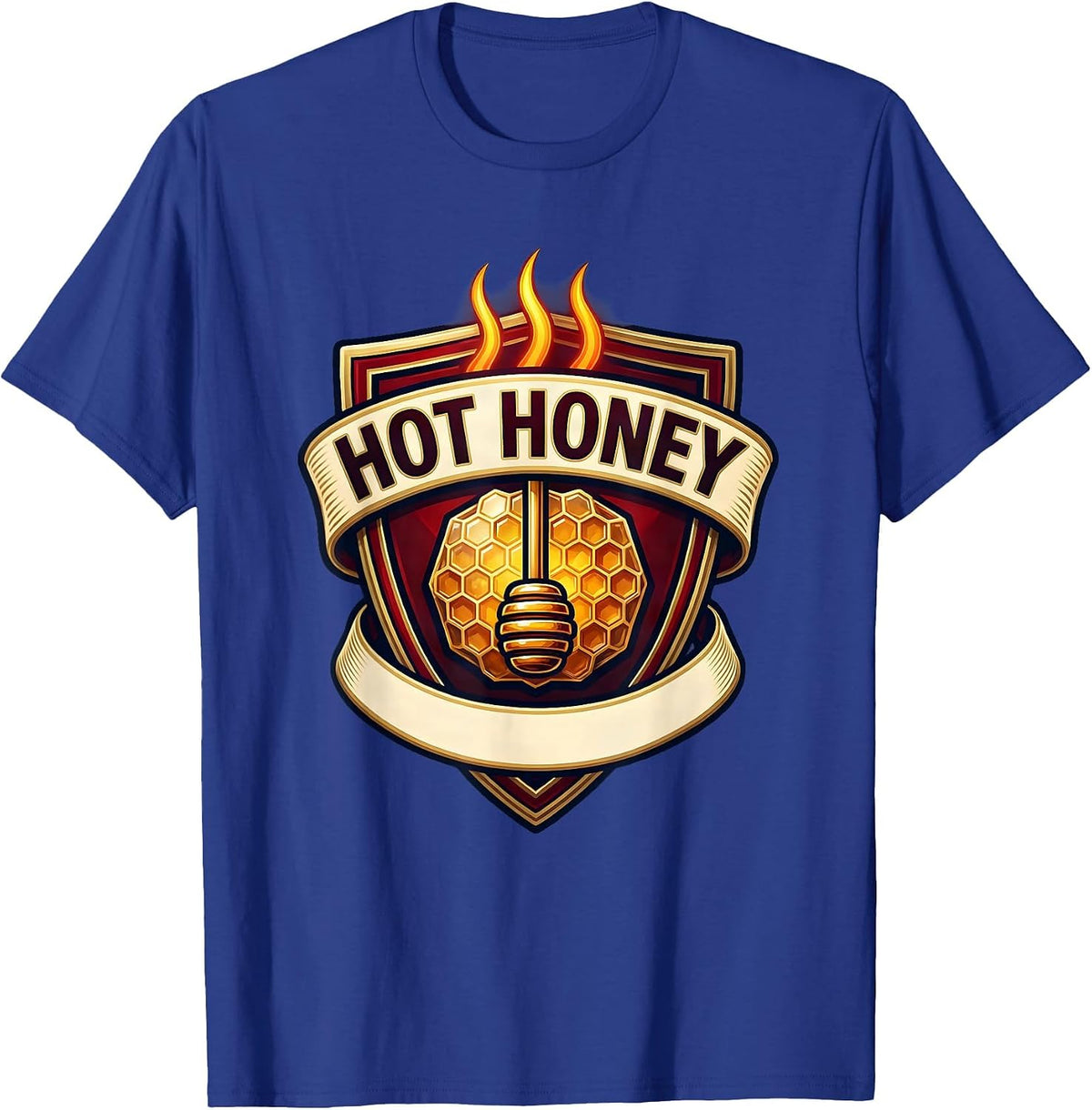 HOT HONEY Emblem Halloween Condiment Group Costume Parody T-Shirt - Royal Blue