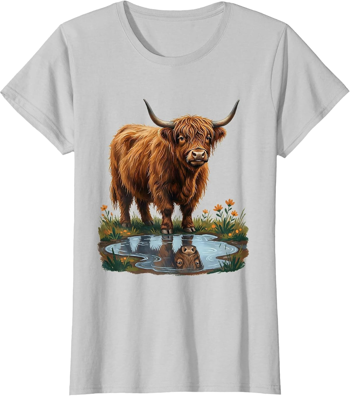 Calm Highland Cow Cute Scottish Humor Gift T-Shirt - Silver Grey