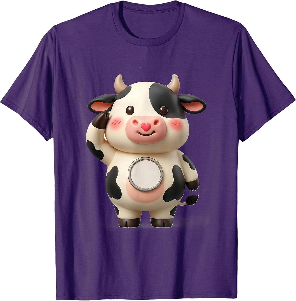 Men's Kawaii Cow Farmer Humor Cute Novelty Gift T-Shirt - Purple