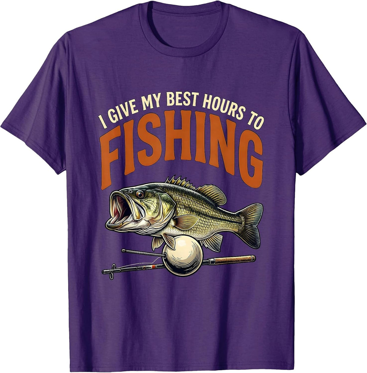 Men's I Give My Best Hours To Fishing Funny Fishing Humor T-Shirt - Purple