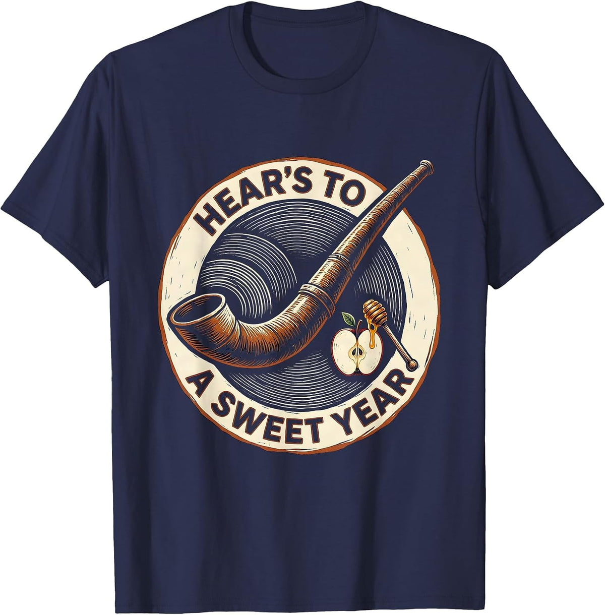 Hear's To A Sweet Year Funny Rosh Hashanah Jewish New Year T-Shirt - Navy Blue