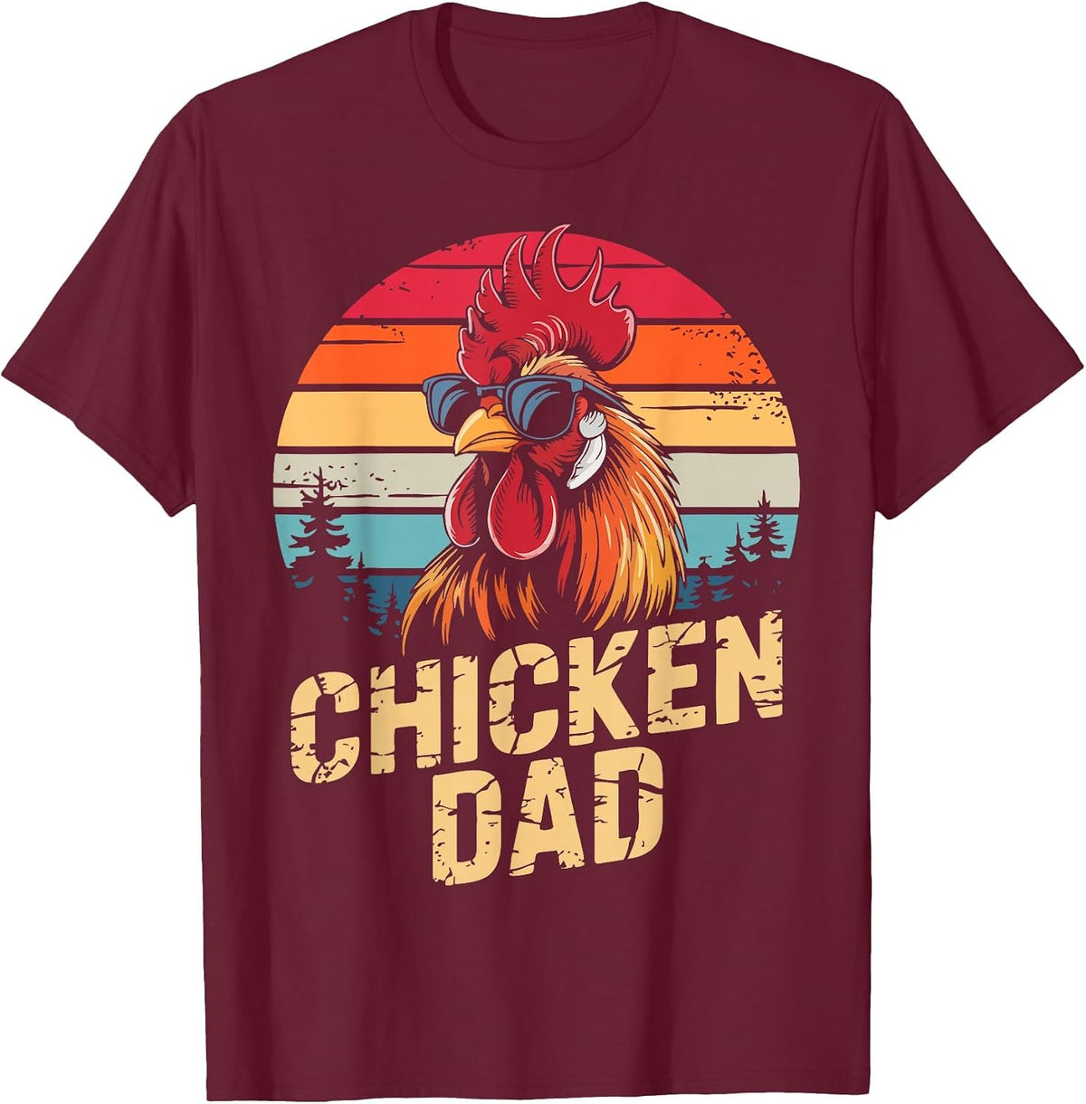Men Chicken Dad Vintage Poultry Farmer Daddy Fathers Day T-Shirt - Burgundy