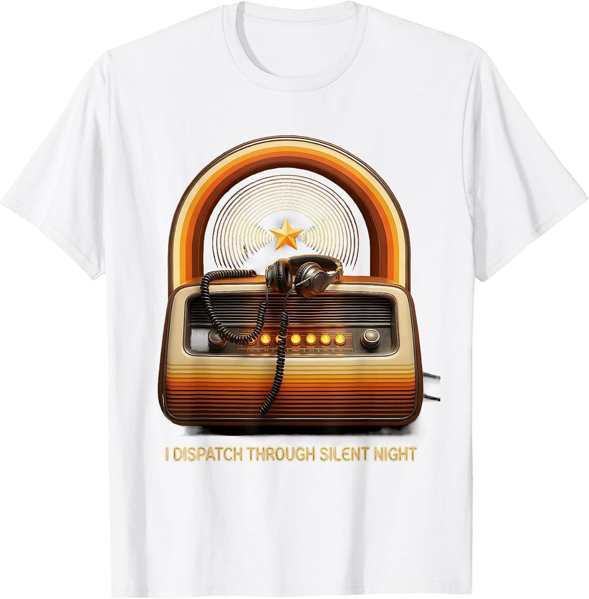Men's I Dispatch Through Silent Night Retro 70s Funny 911 T-Shirt - White