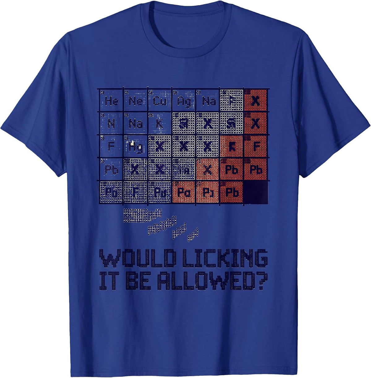 Would Licking It Be Allowed? Funny Periodic Table Chemistry T-Shirt - Royal Blue