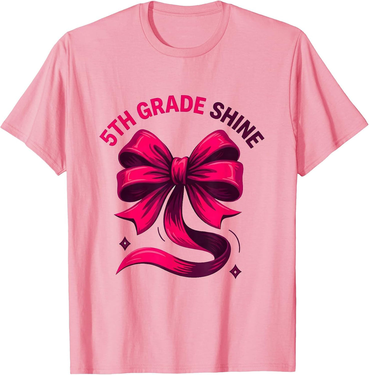 Men's 5th Grade Shine Coquette Bow Back to School Fifth Grade T-Shirt - Pink