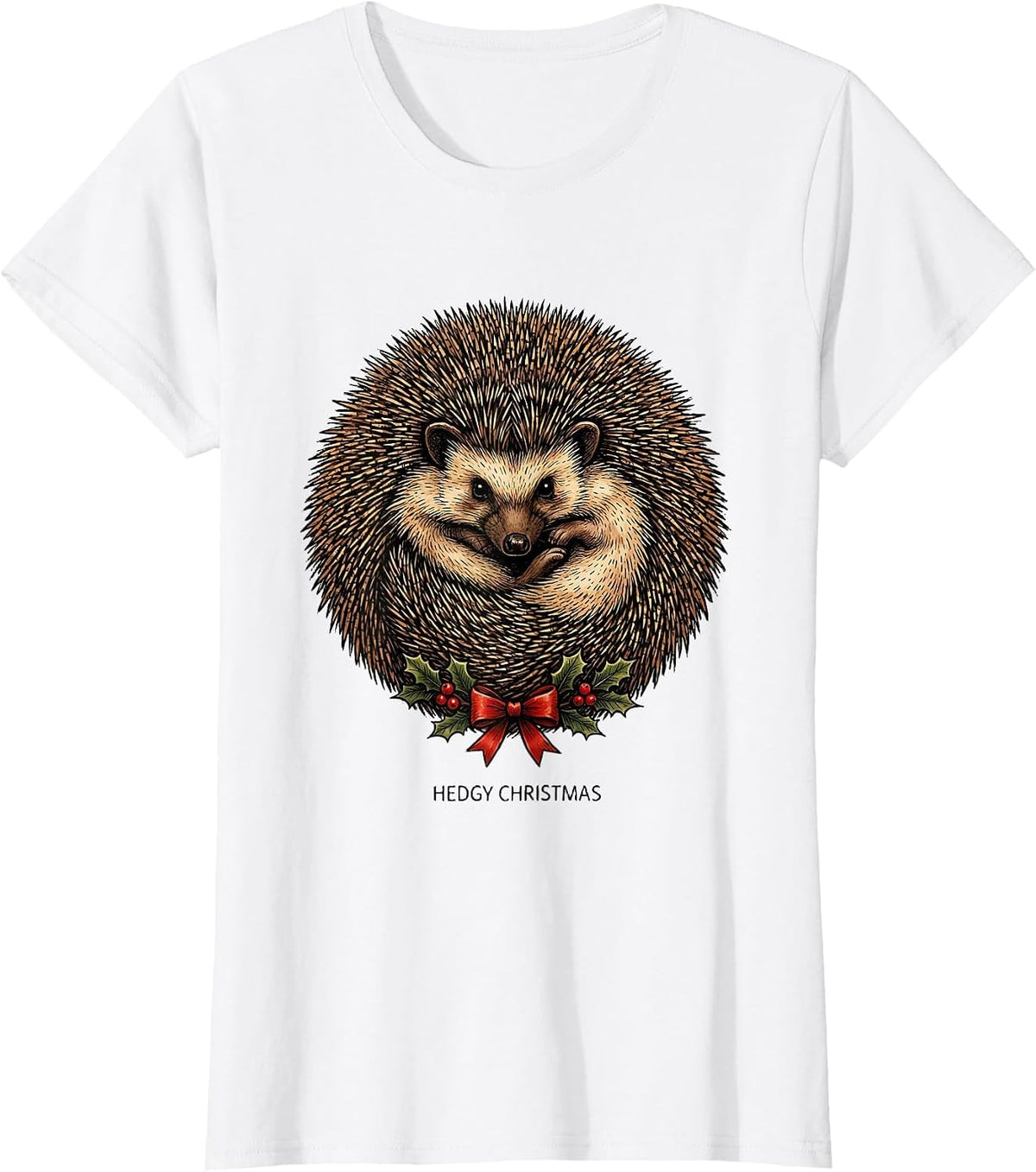 Women's Hedgy Christmas Cute Hedgehog Lover Whimsical Humor T-Shirt - White