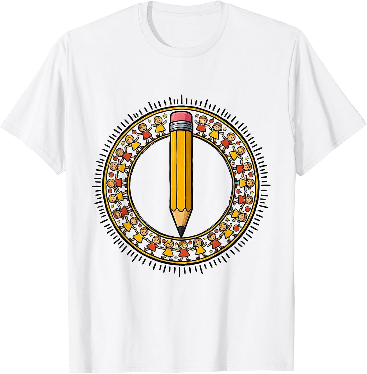 Men's Elementary Teacher Pencil Graphic Tee T-Shirt - White