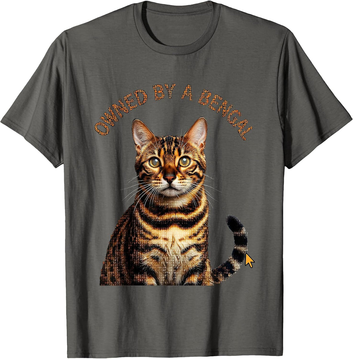 Men's Owned by a Bengal Cat Lover Design T-Shirt - Asphalt Grey