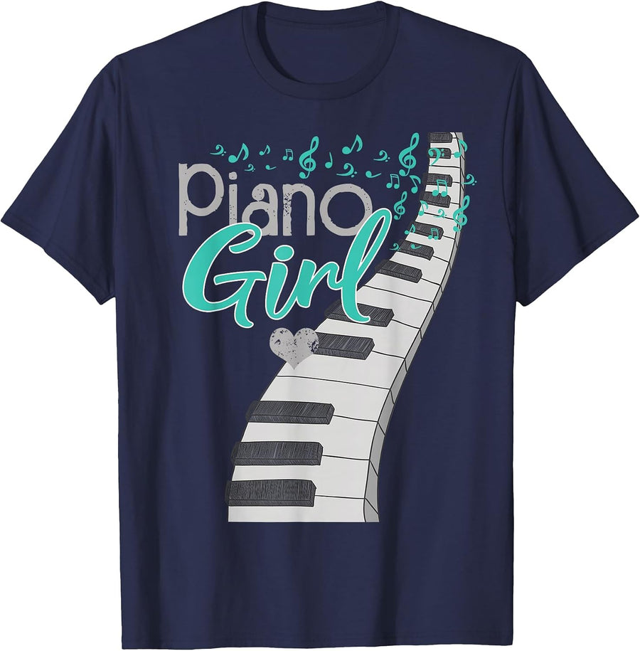 Music Lovers Children Pianist Pianist Musician Piano T-Shirt - Navy Blue