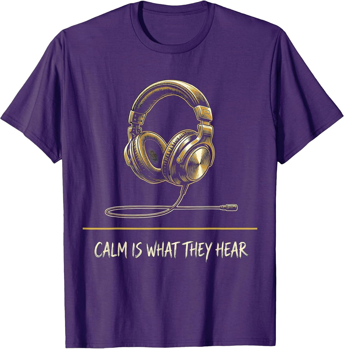 Calm Is What They Hear Thin Gold Line 911 Dispatcher T-Shirt - Purple
