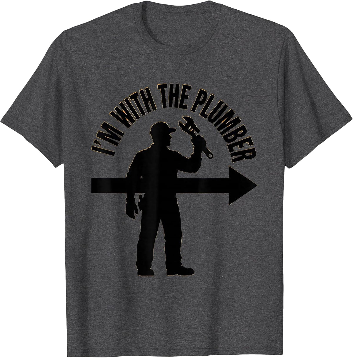 I'm With The Plumber Funny Halloween Group Costume T-Shirt - Dark Heather Grey