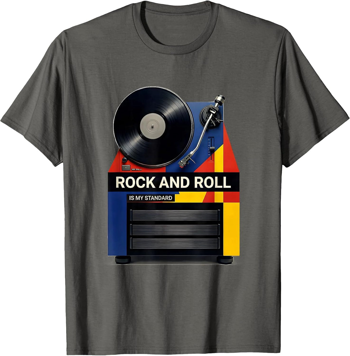 Rock And Roll Is My Standard Bauhaus Modernist Retro Rock T-Shirt - Asphalt Grey