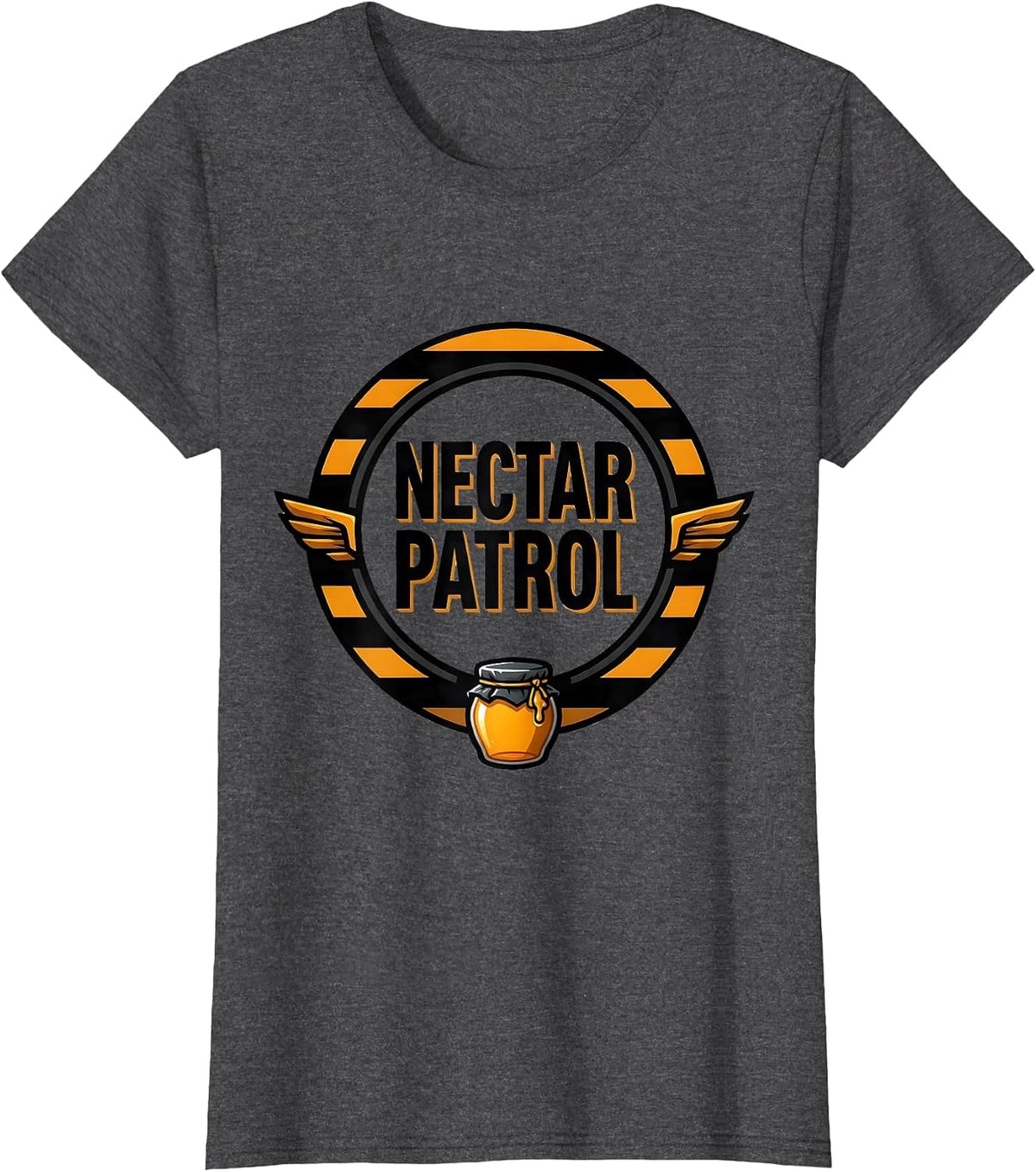 Women's Nectar Patrol Playful Halloween Bee Honey Jar Costume Humor T-Shirt - Dark Heather Grey