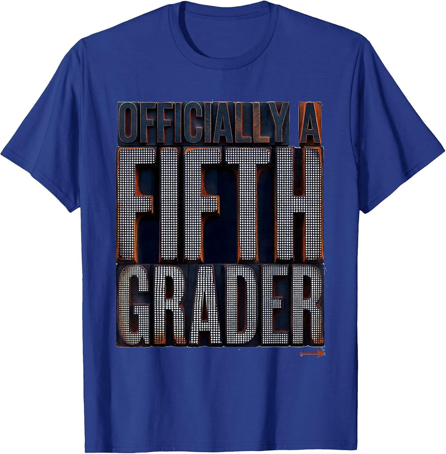 Officially A Fifth Grader Playful Back To School Teacher T-Shirt - Royal Blue