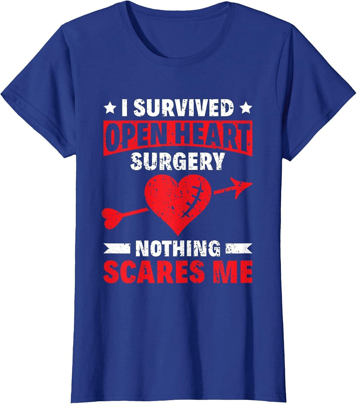 Survived Open Heart Surgery - Bypass Heart Defect T-Shirt - Royal Blue
