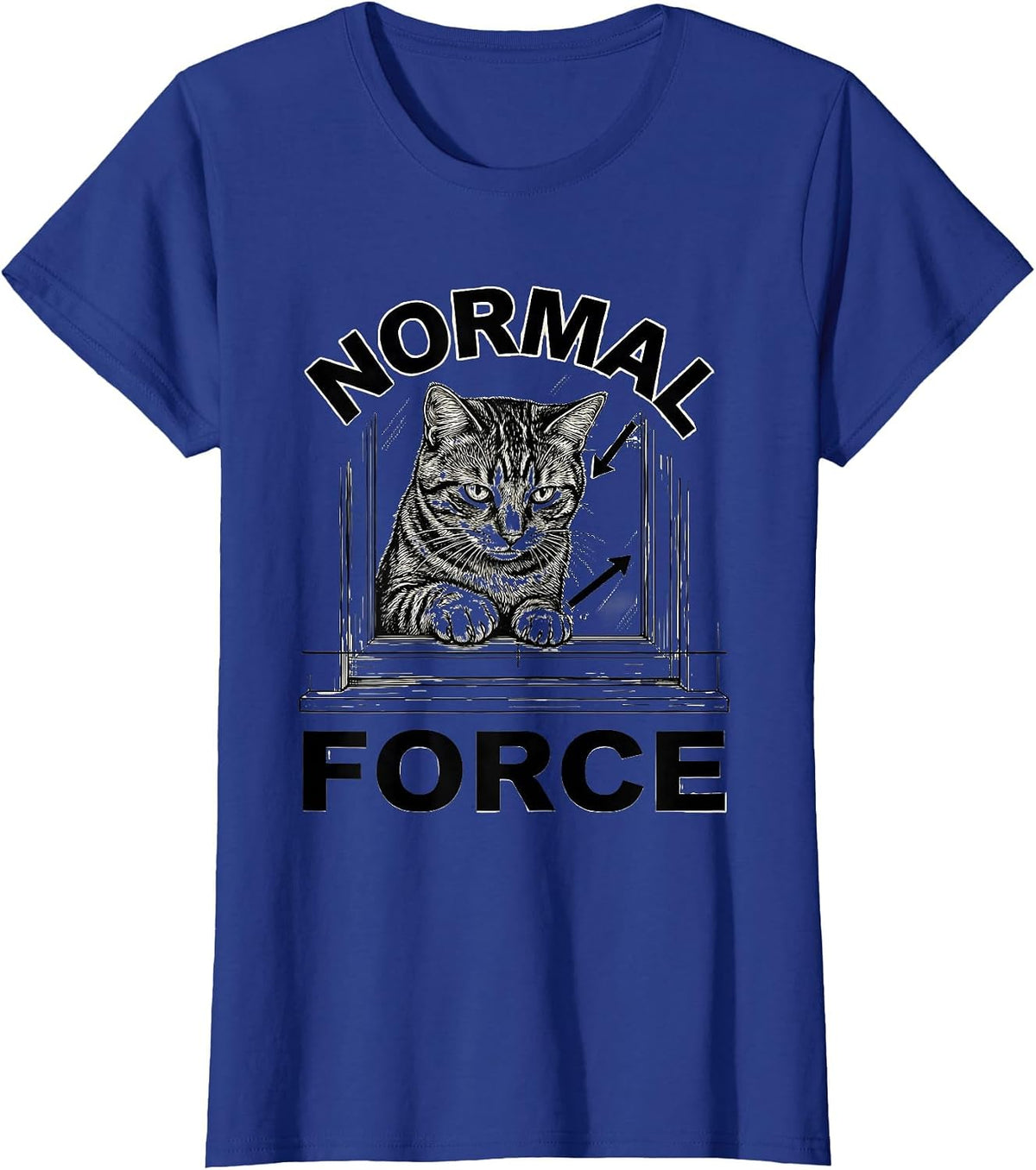 Women's Normal Force Funny Cat Physics Science Teacher Gift T-Shirt - Royal Blue