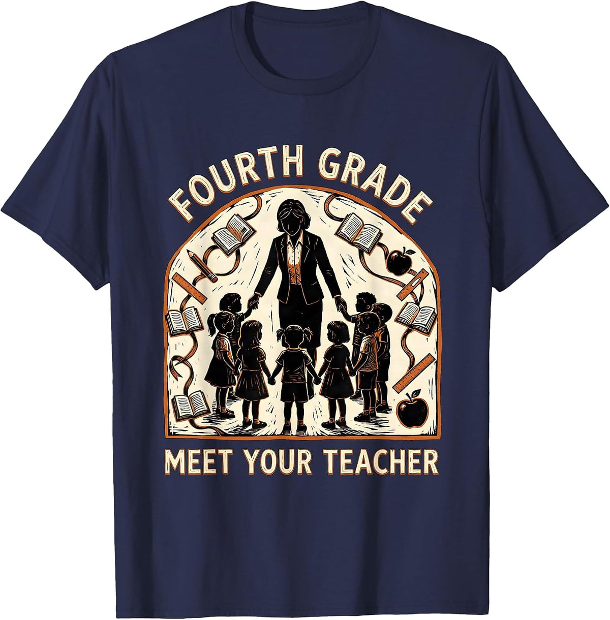 Fourth Grade Meet Your Teacher Funny Teacher Back To School T-Shirt - Navy Blue