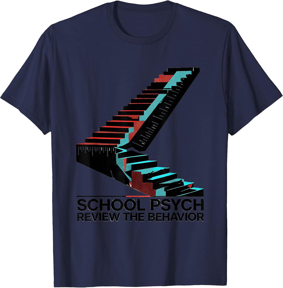 School Psych, Review The Behavior Funny School Counselor T-Shirt - Navy Blue