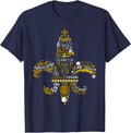New Orleans Fleur De Lis Mardi Gras and Football T-Shirt - Navy Blue