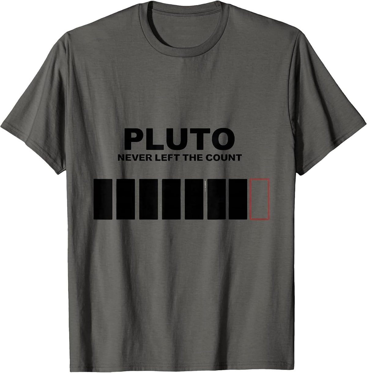 Men's Pluto, Never Left The Count Funny Astronomy Space Enthusiast T-Shirt - Asphalt Grey