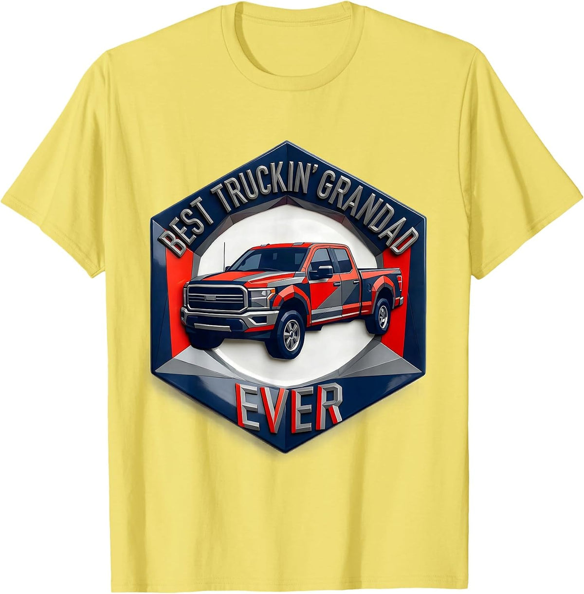 Men's Best Truckin' Grandad Ever Funny Trucker Gift Truck Driver T-Shirt - Lemon Yellow