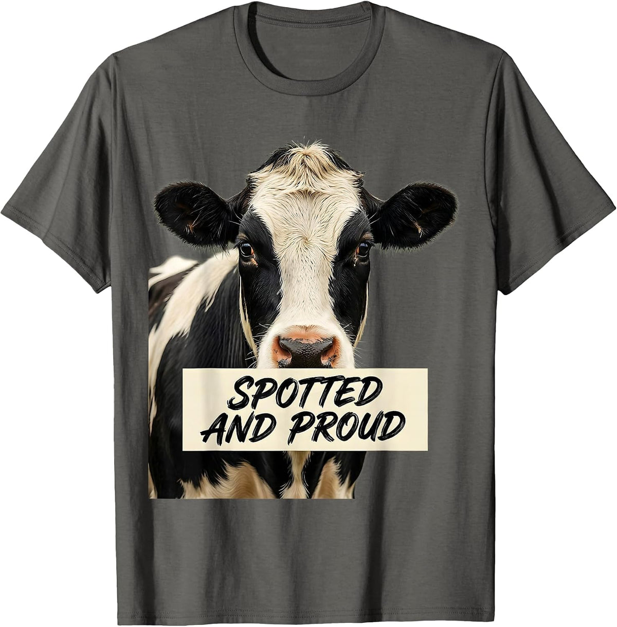 Men's Spotted and Proud Cow Lover Graphic Design T-Shirt - Asphalt Grey