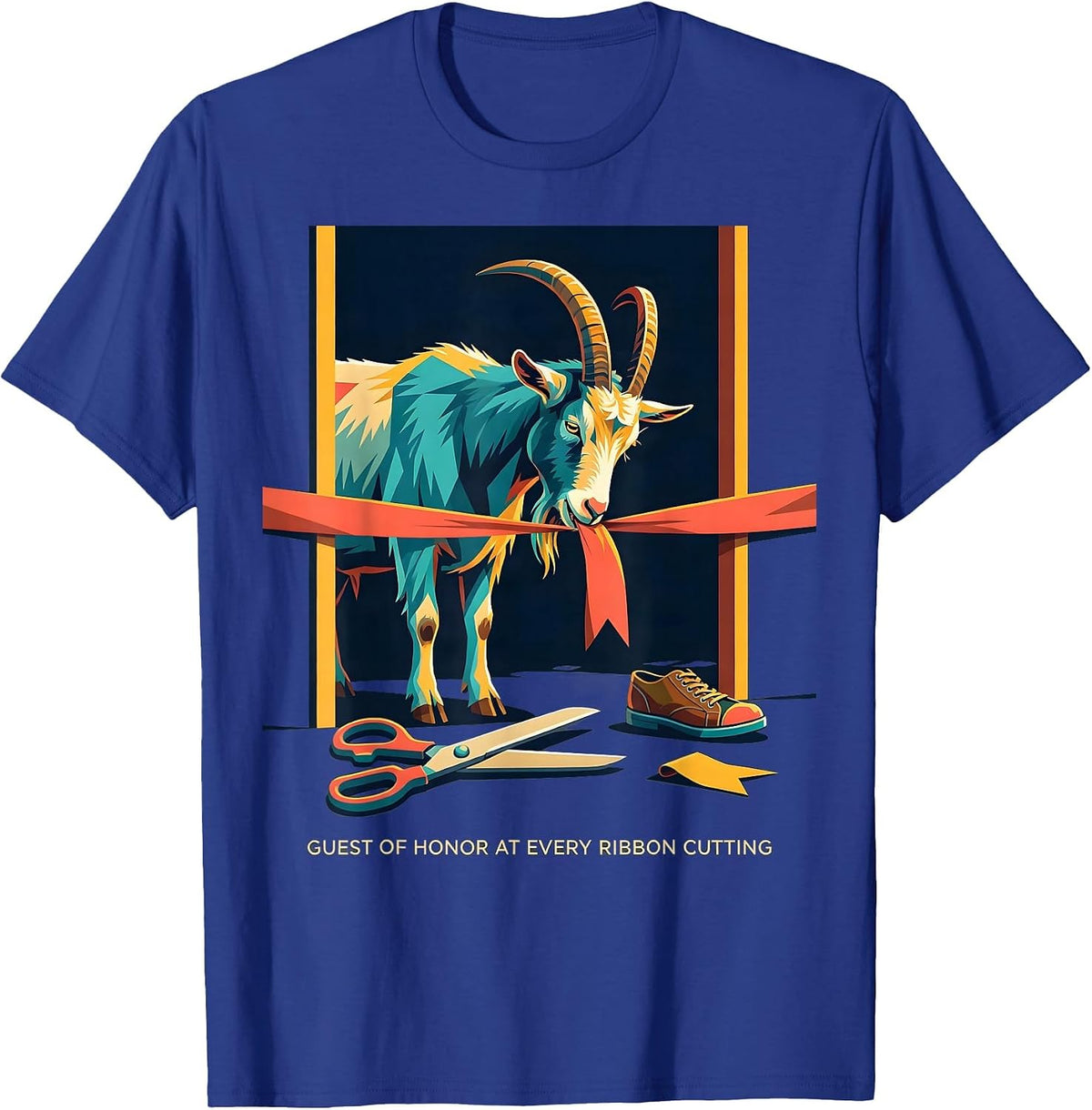 Men's Guest Of Honor At Every Ribbon Cutting Funny Goat Lover T-Shirt - Royal Blue