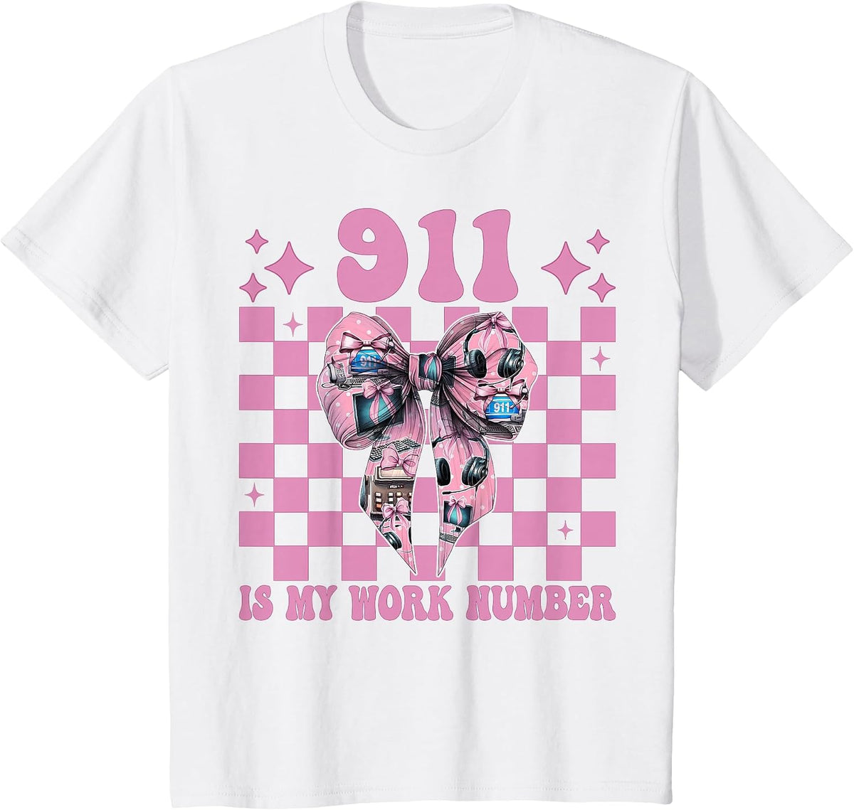 911 is My Work Number 911 Dispatcher Operator Emergency Girl T-Shirt - White