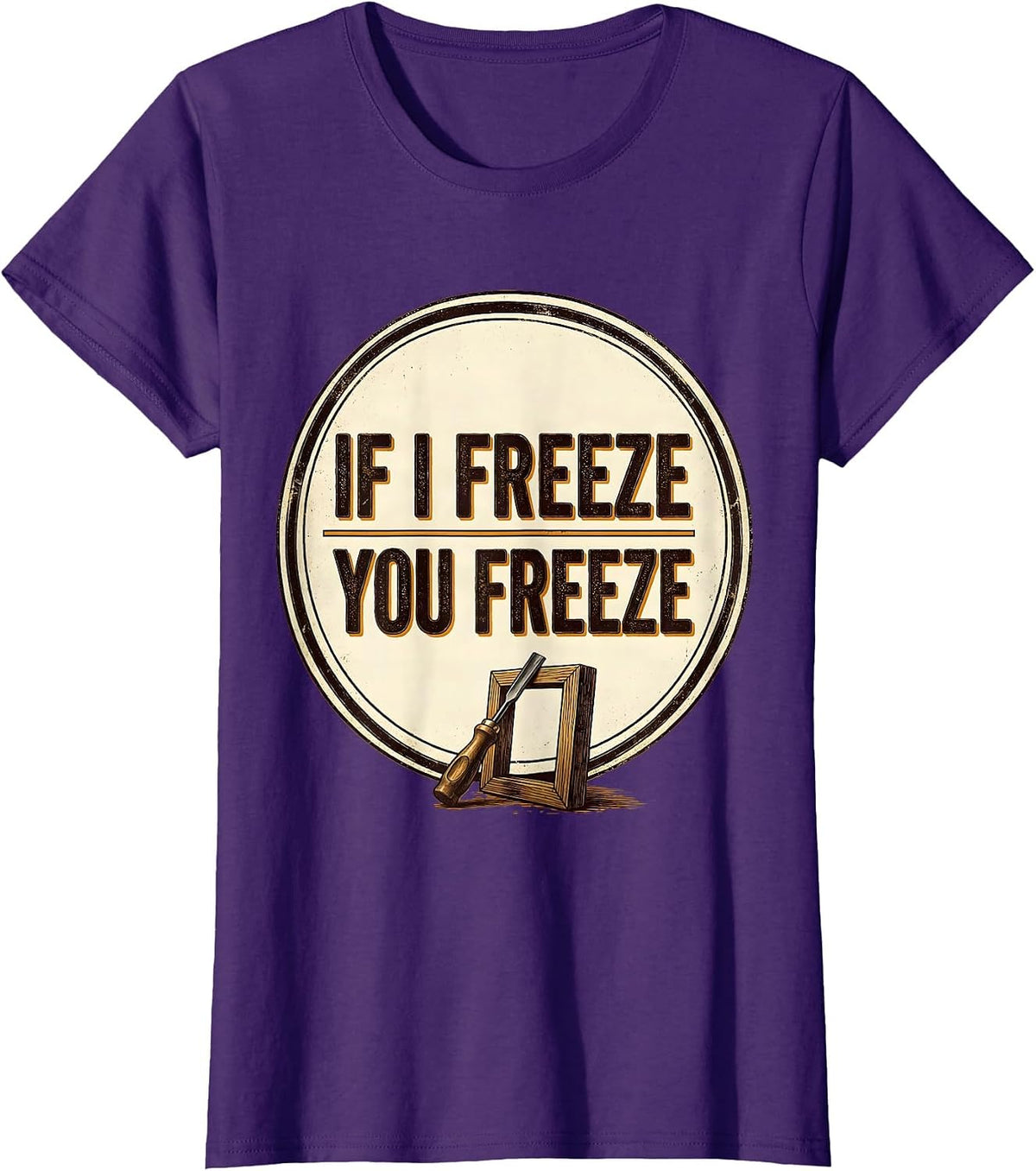 Women's If I Freeze, You Freeze Vintage Beekeeper Humor Beekeeping T-Shirt - Purple