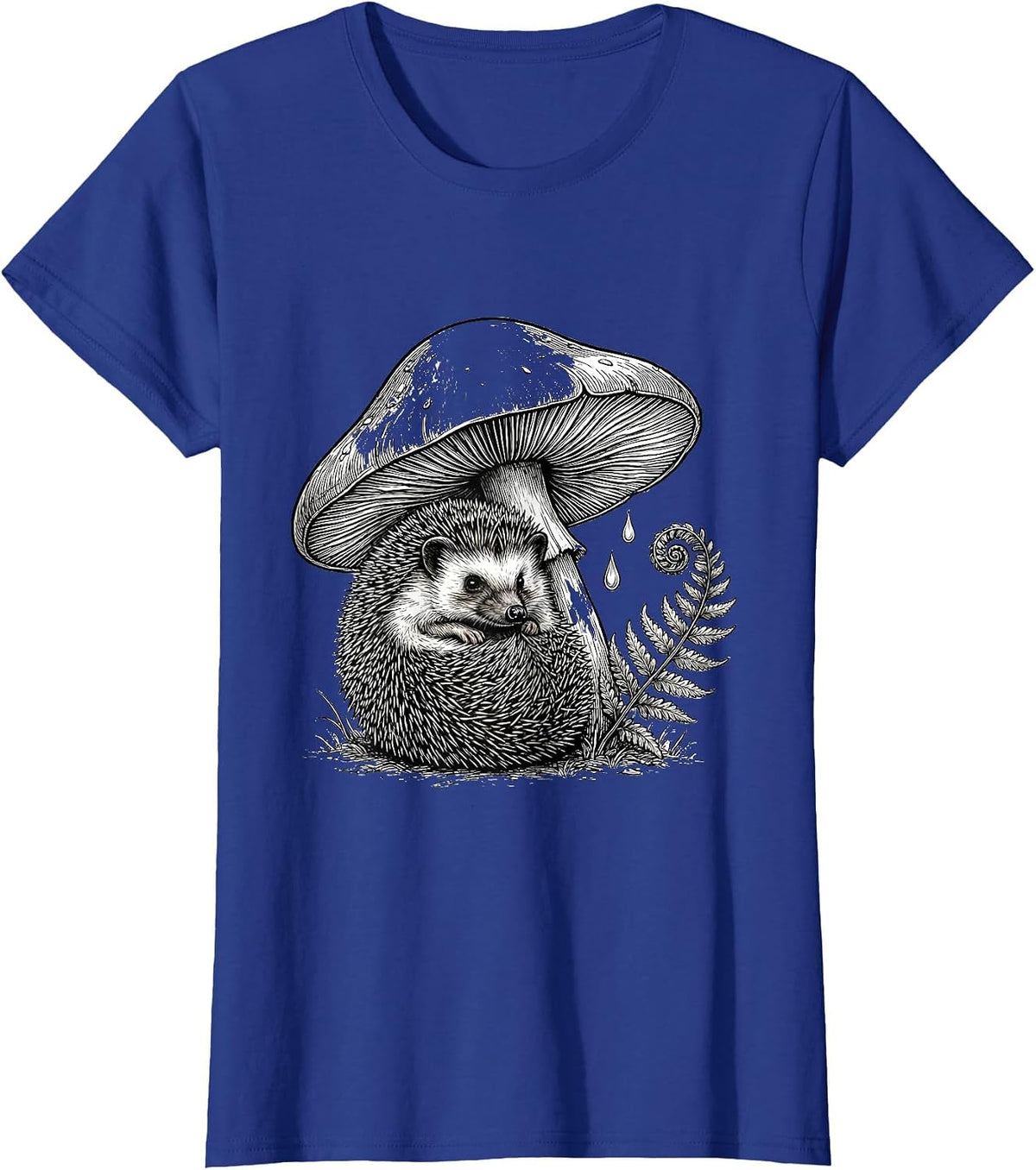 Women's Cute Hedgehog Round Art Animal Lover Gift T-Shirt - Royal Blue