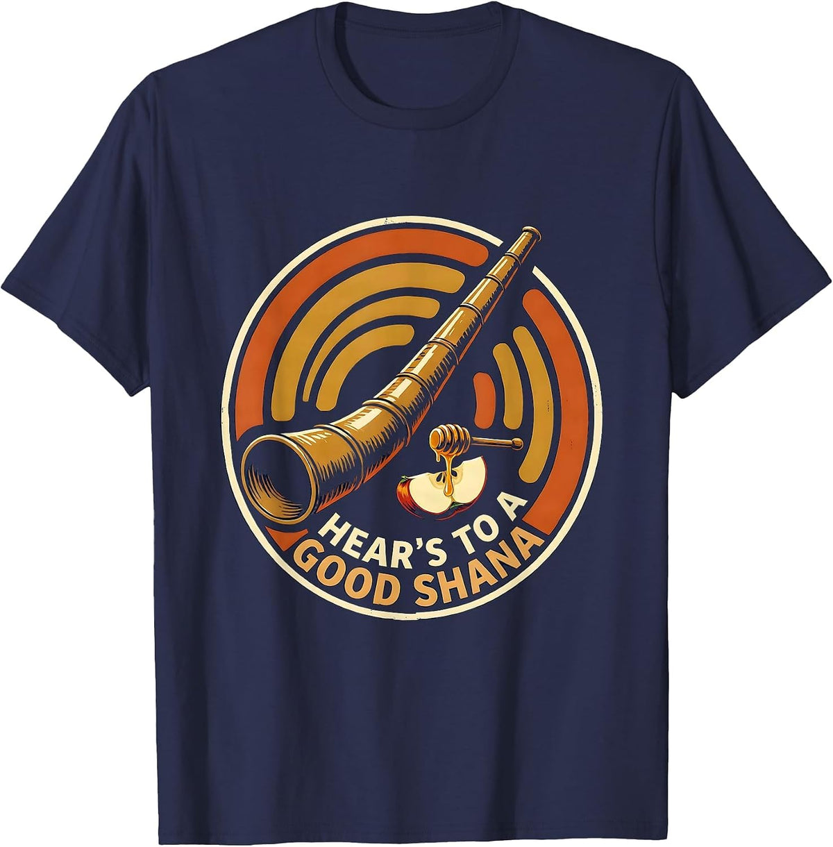 Men's Hear's To A Good Shana Funny Rosh Hashanah Jewish New Year T-Shirt - Navy Blue